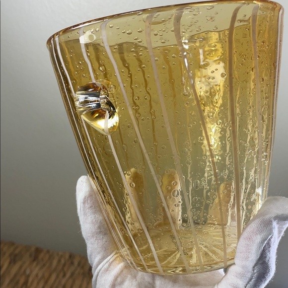 Venini Murano Art Glass “Bollicine” Amber Ice Bucket – Limited Edition - Picture 7 of 10